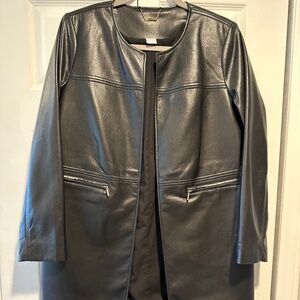 Chico's Edge to Edge Faux Leather 3/4 Jacket Black